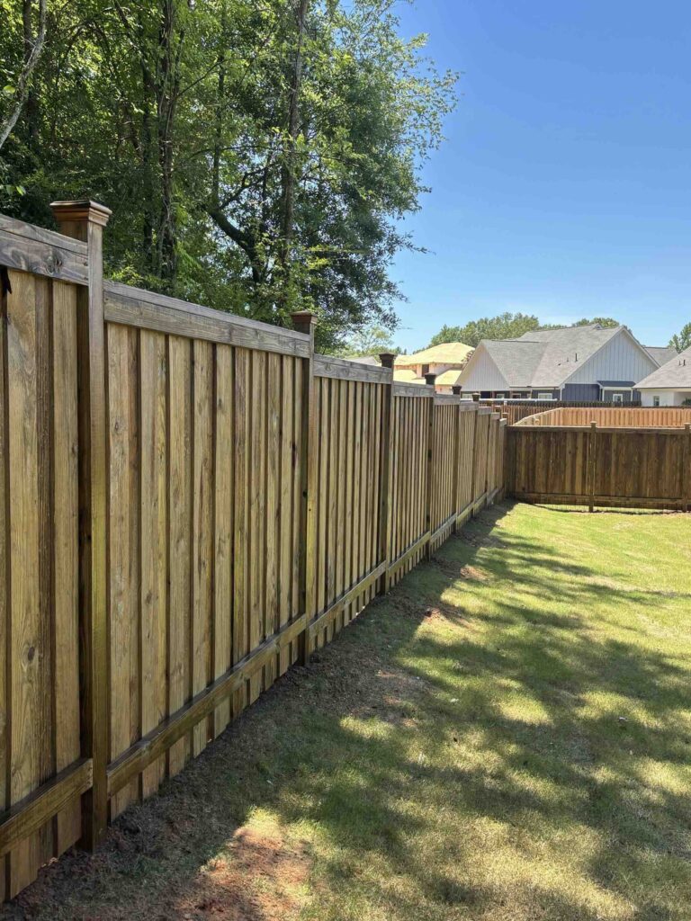 Brand new fence just built by Longleaf Building Company in Guntersville, AL