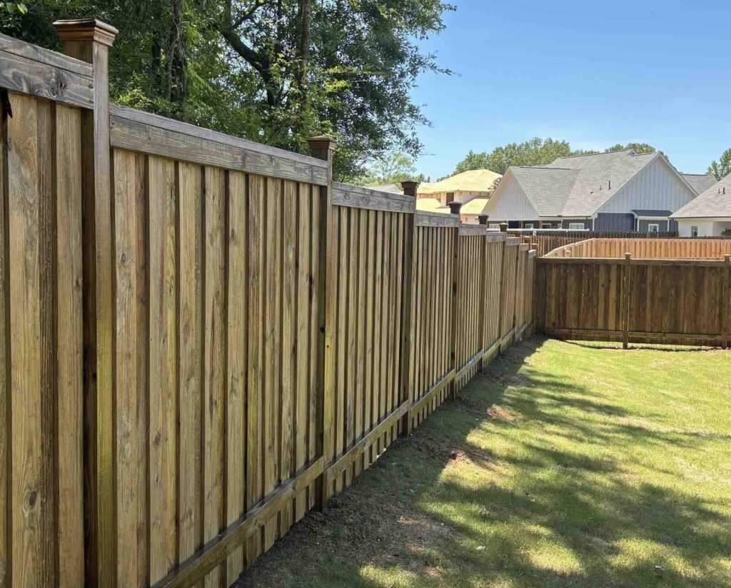 Brand new fence just built by Longleaf Building Company in Guntersville, AL